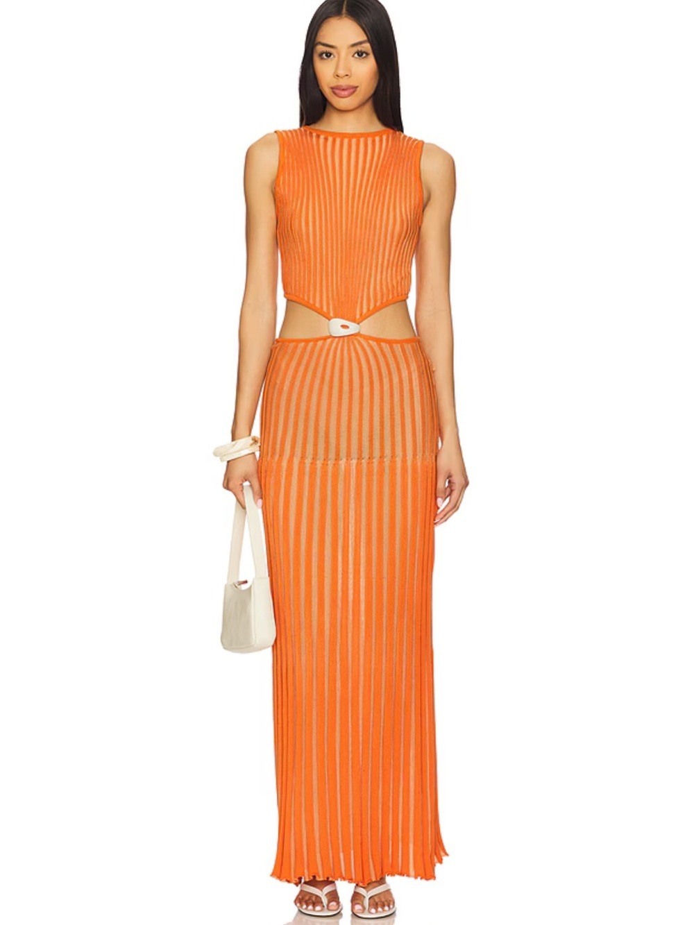 BAOBAB blade dress maxi granita orange Cutout ribbed knit Revolve AS IS sz S